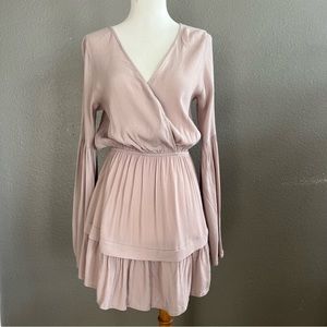 Tobi mauve boho long sleeve mini dress with bell sleeves